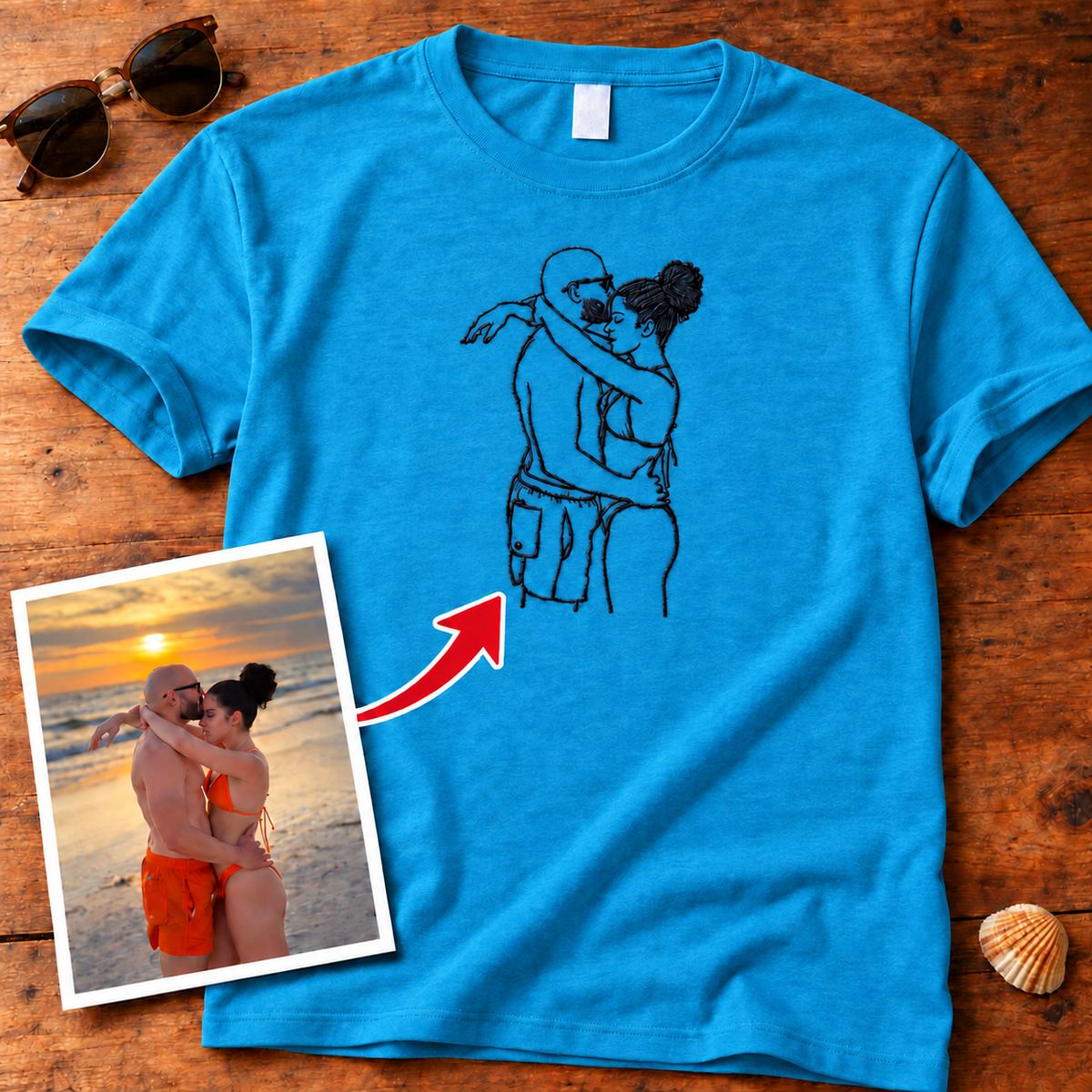 Custom Photo Embroidered Unisex T-Shirt