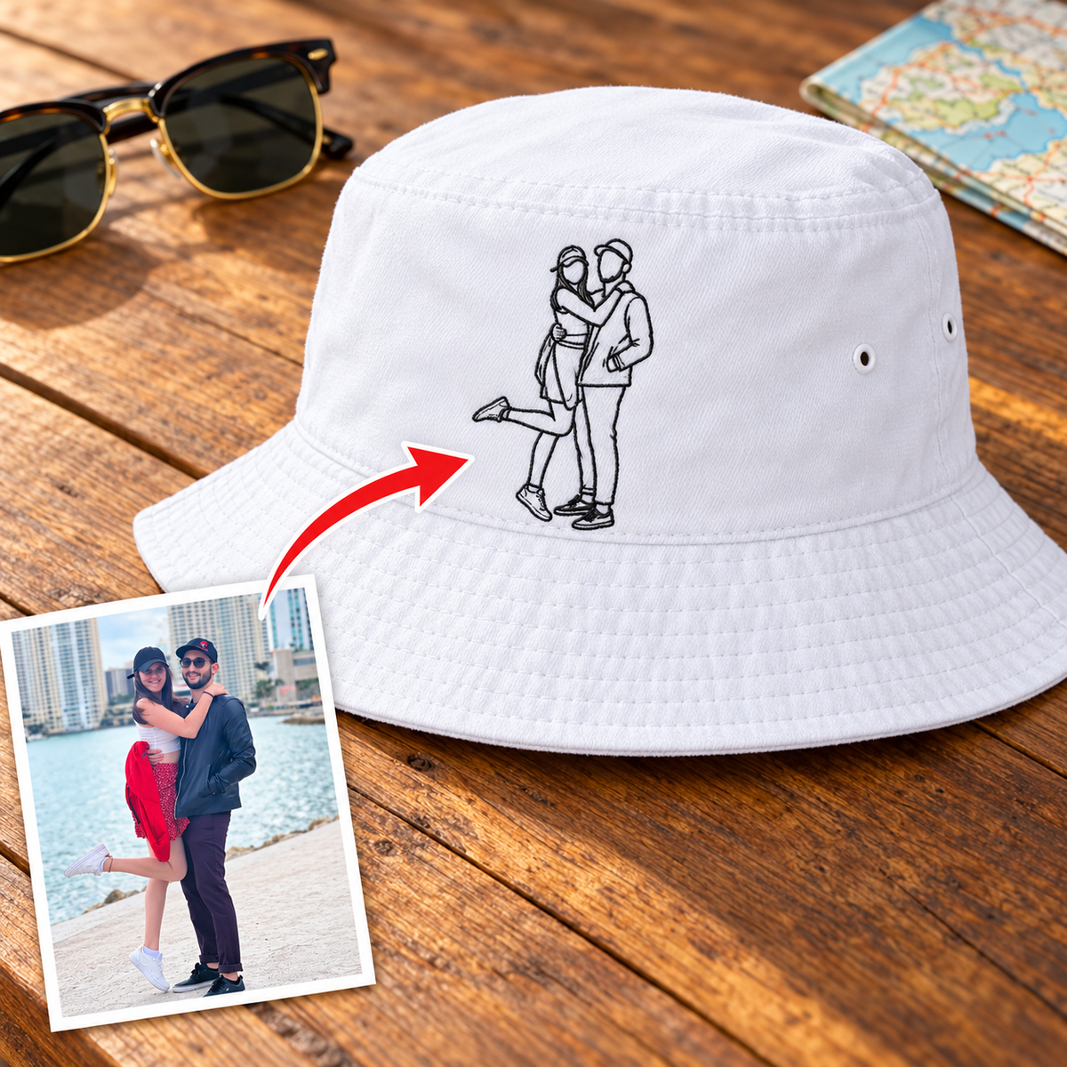 Custom Photo Embroidered Cotton Bucket Hat