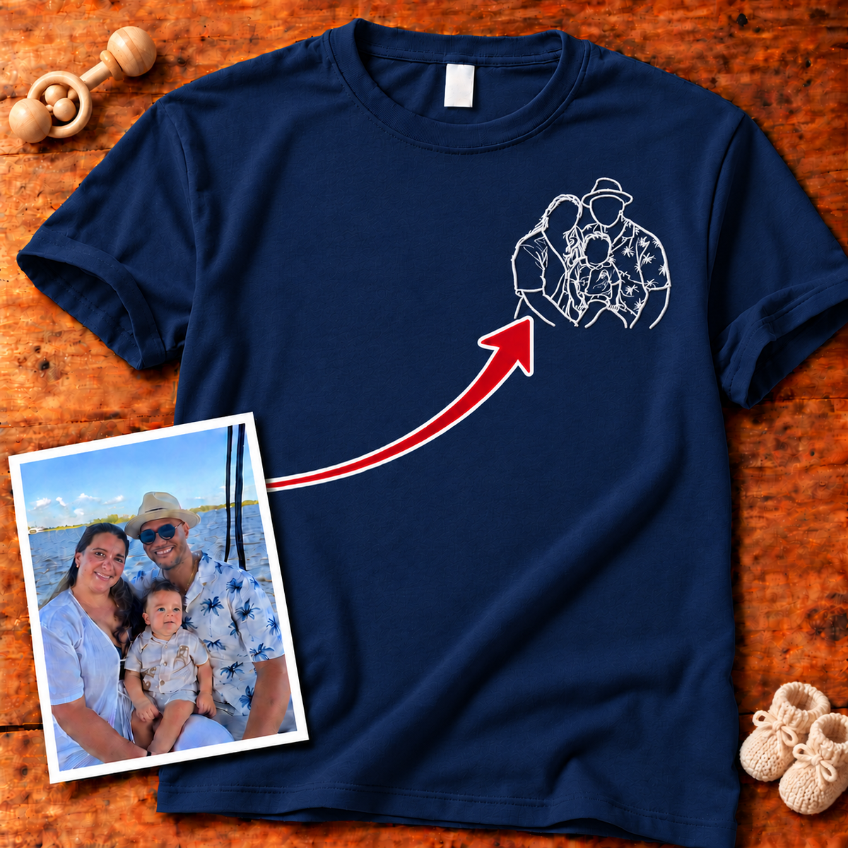 Custom Photo Left Chest Embroidered Unisex T-Shirt