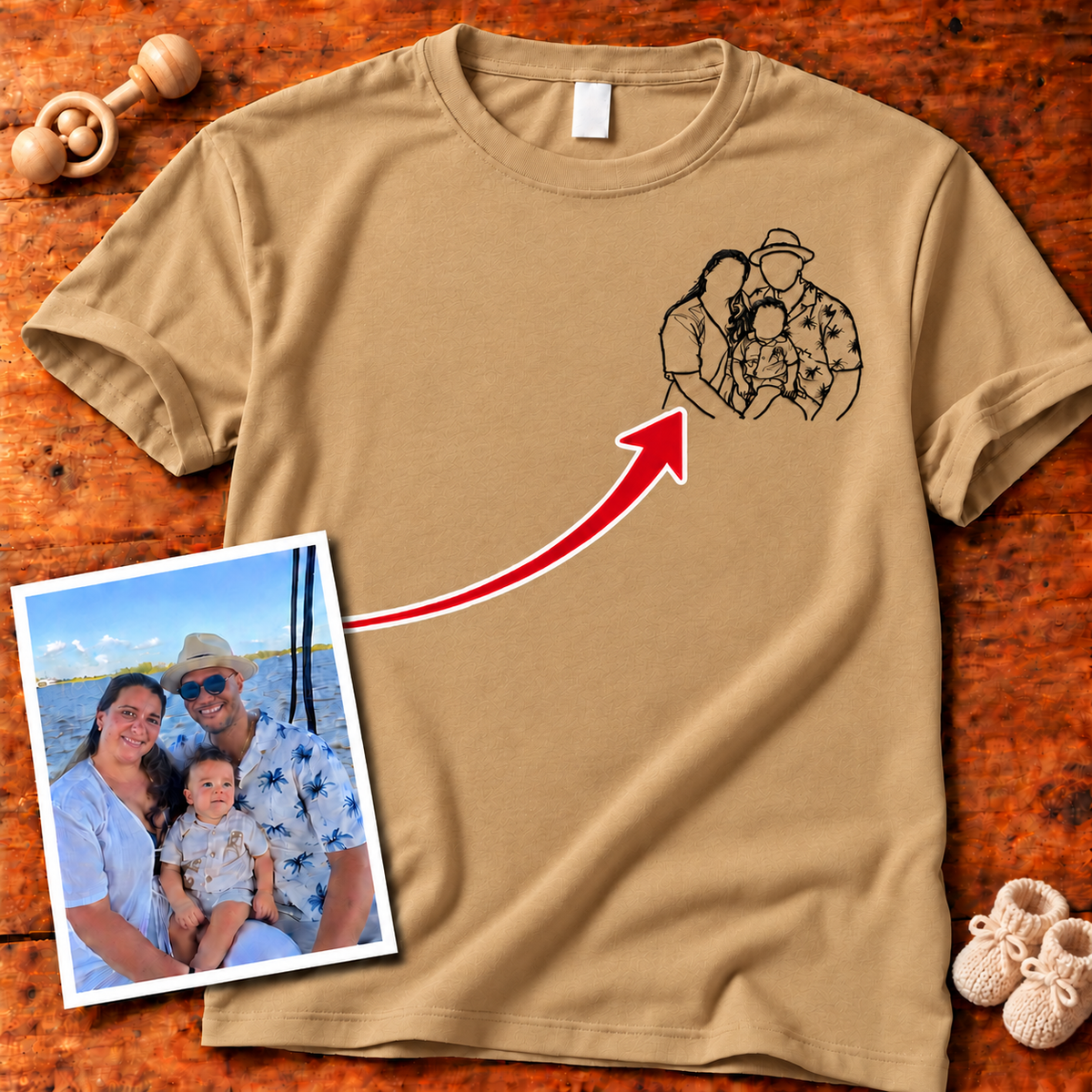 Custom Photo Left Chest Embroidered Unisex T-Shirt
