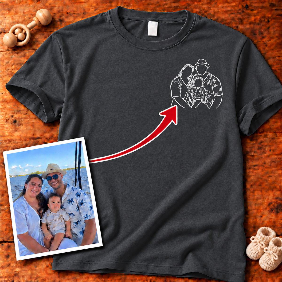 Custom Photo Left Chest Embroidered Unisex T-Shirt