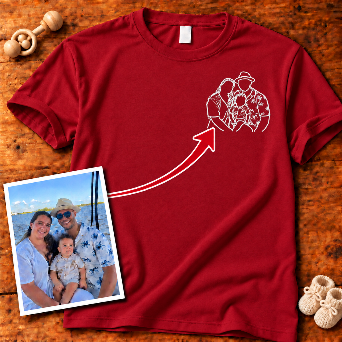 Custom Photo Left Chest Embroidered Unisex T-Shirt