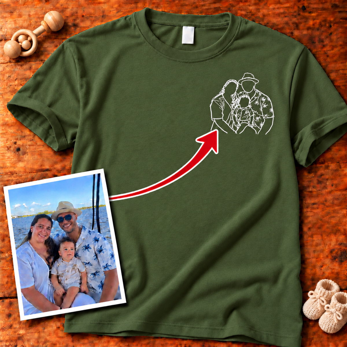 Custom Photo Left Chest Embroidered Unisex T-Shirt