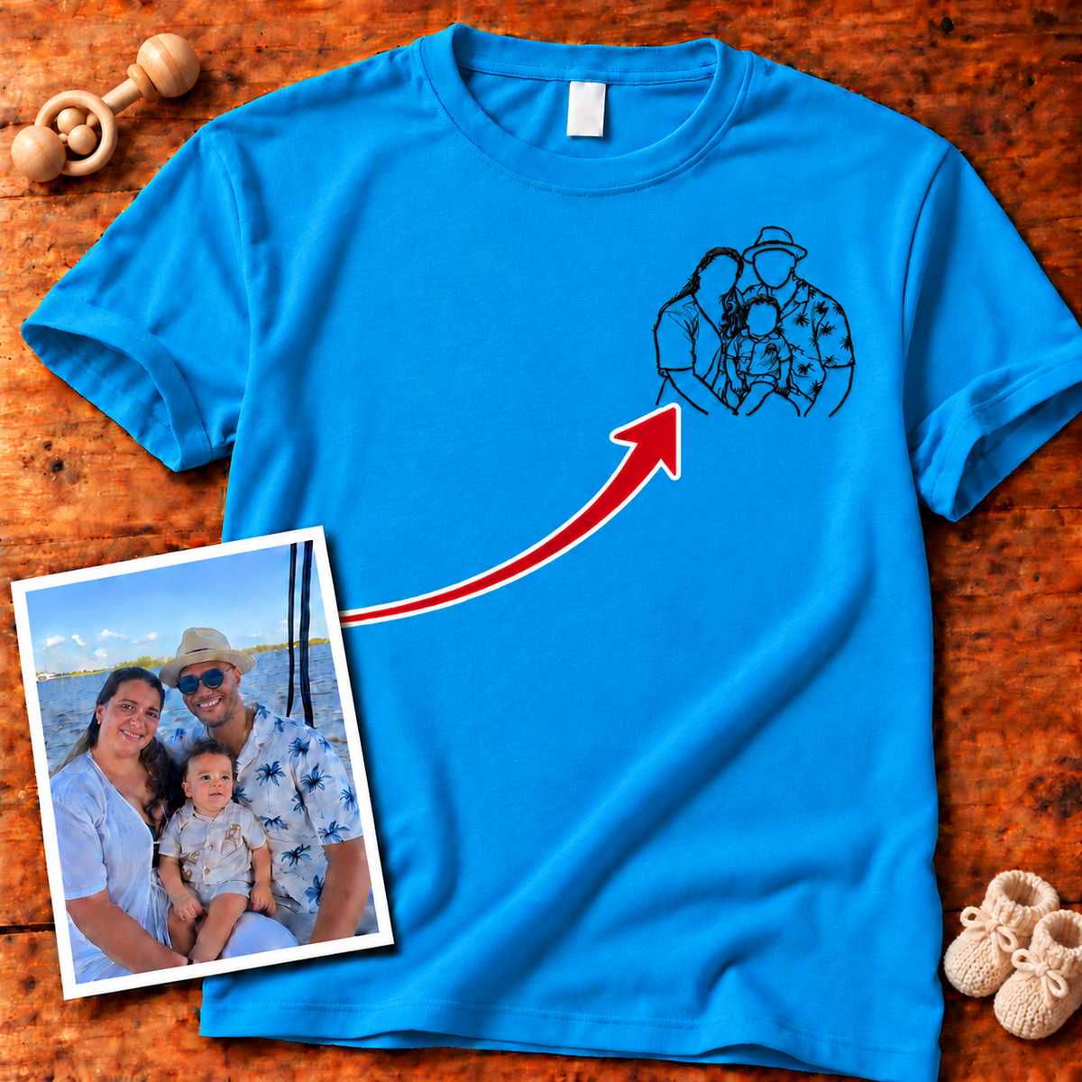 Custom Photo Left Chest Embroidered Unisex T-Shirt