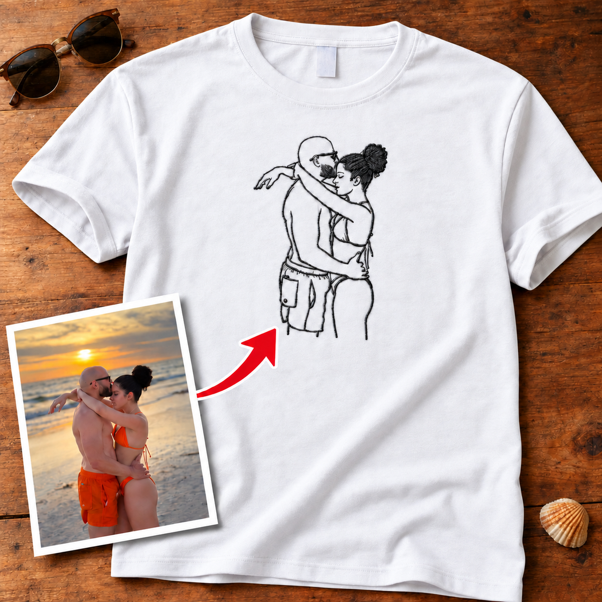 Custom Photo Embroidered Unisex T-Shirt