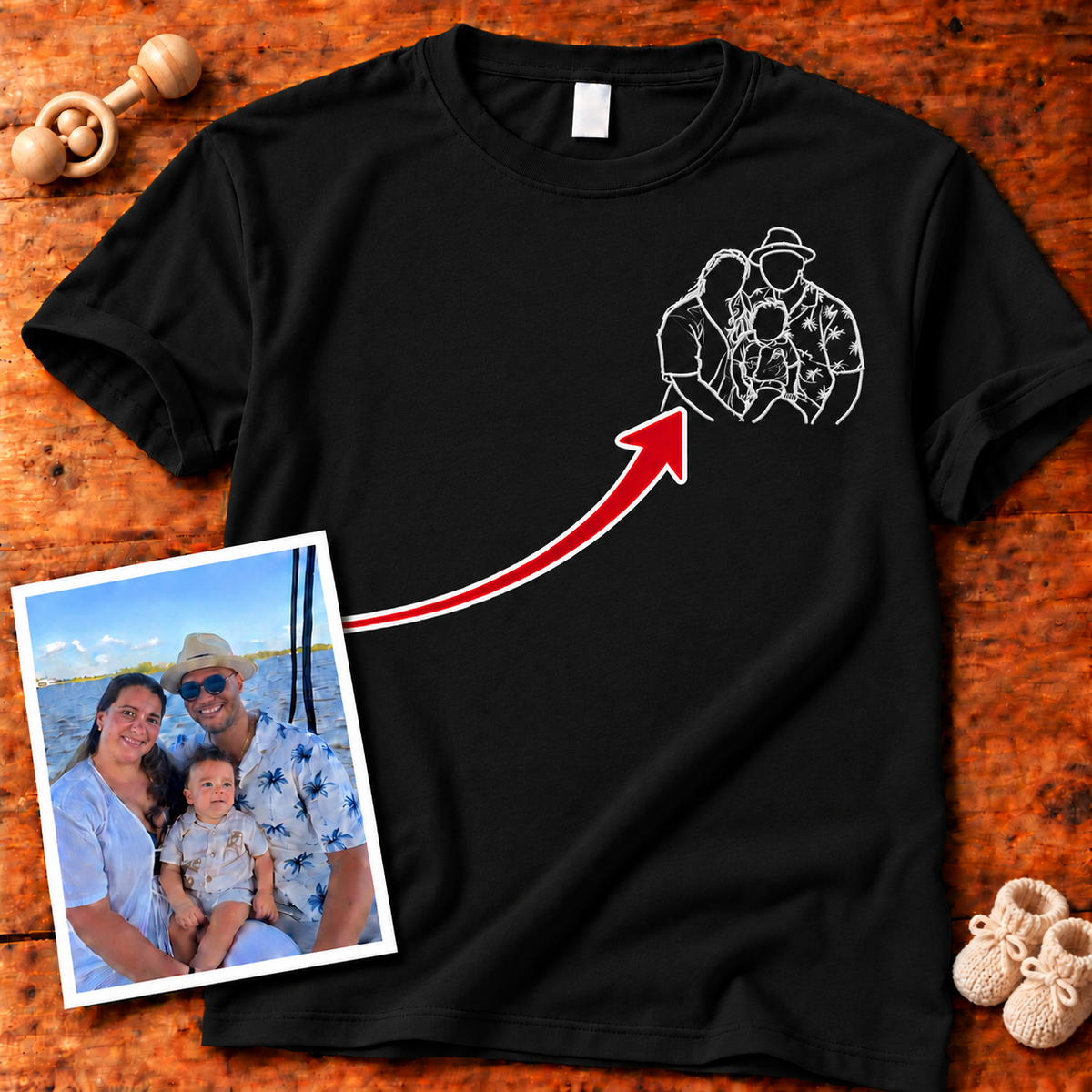 Custom Photo Left Chest Embroidered Unisex T-Shirt