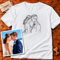 Custom Photo Embroidered V-Neck T-Shirt-Center