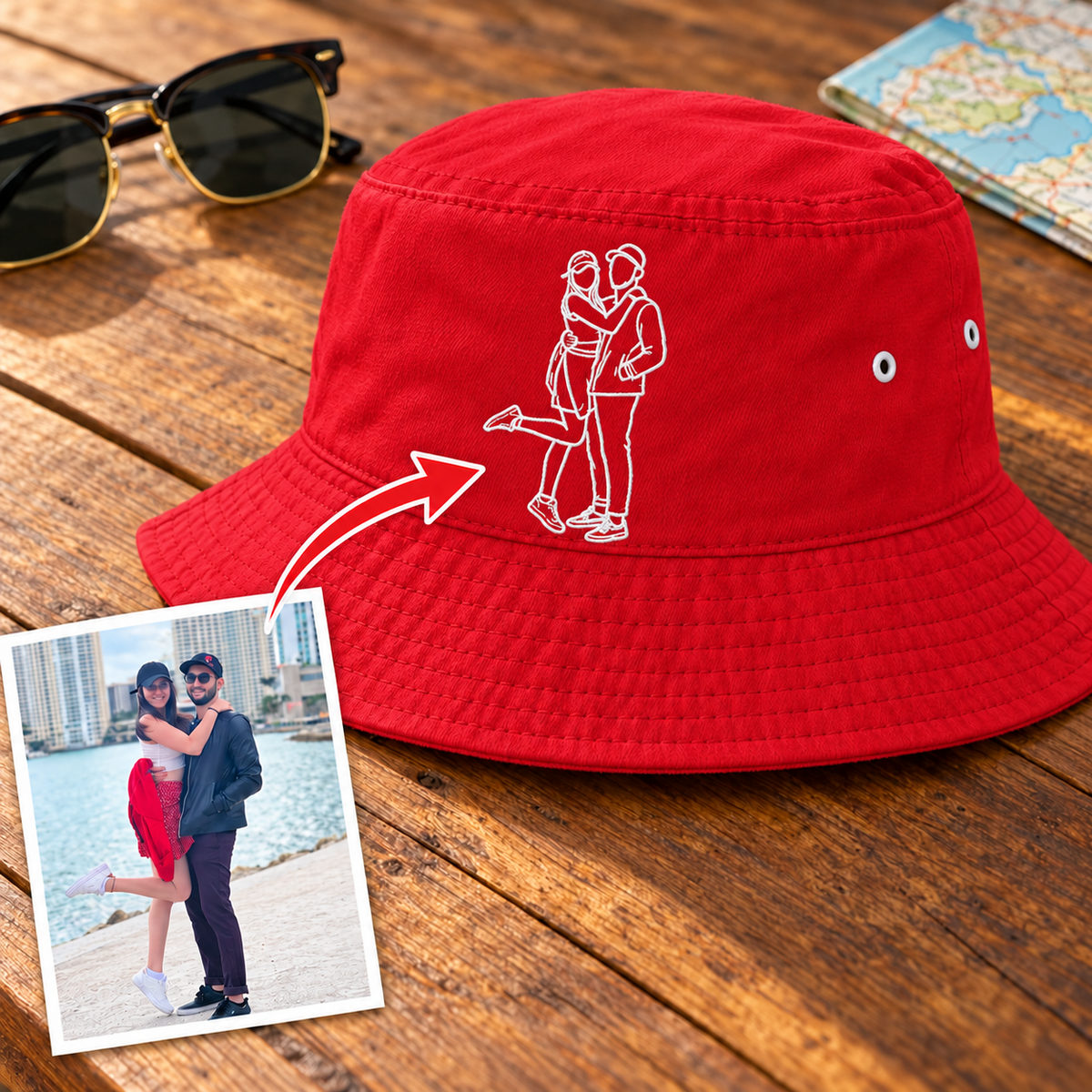 Custom Photo Embroidered Cotton Bucket Hat