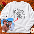 Custom Photo Embroidered Heavy Cotton Long Sleeve T-Shirt-Chest